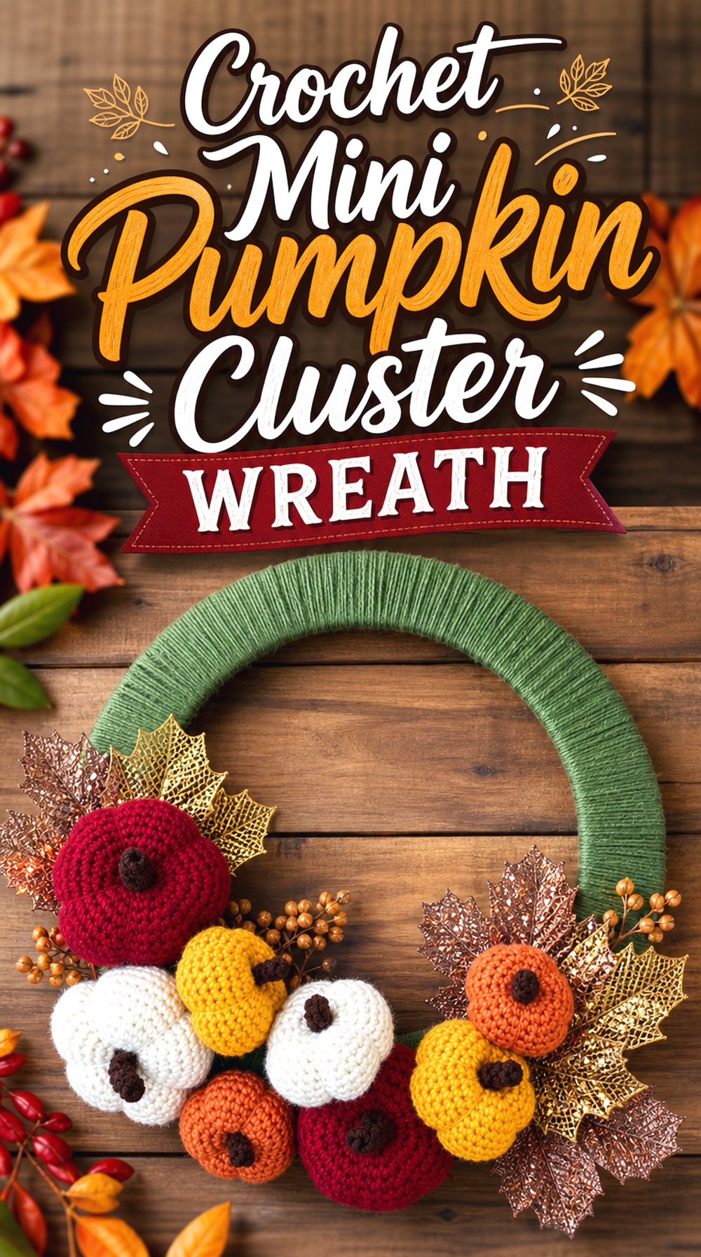 Crochet Mini Pumpkin Cluster Wreath