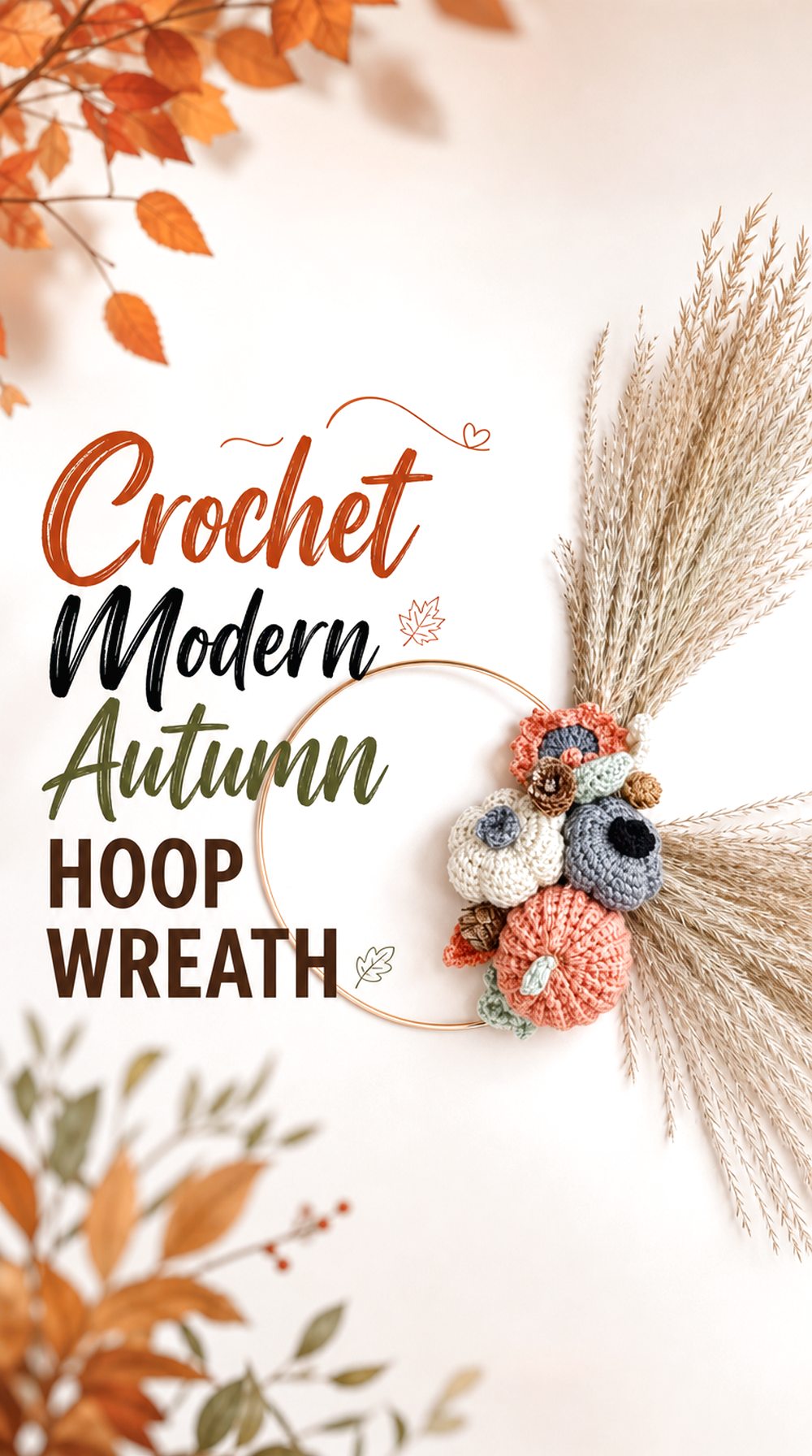 Crochet Modern Autumn Hoop Wreath