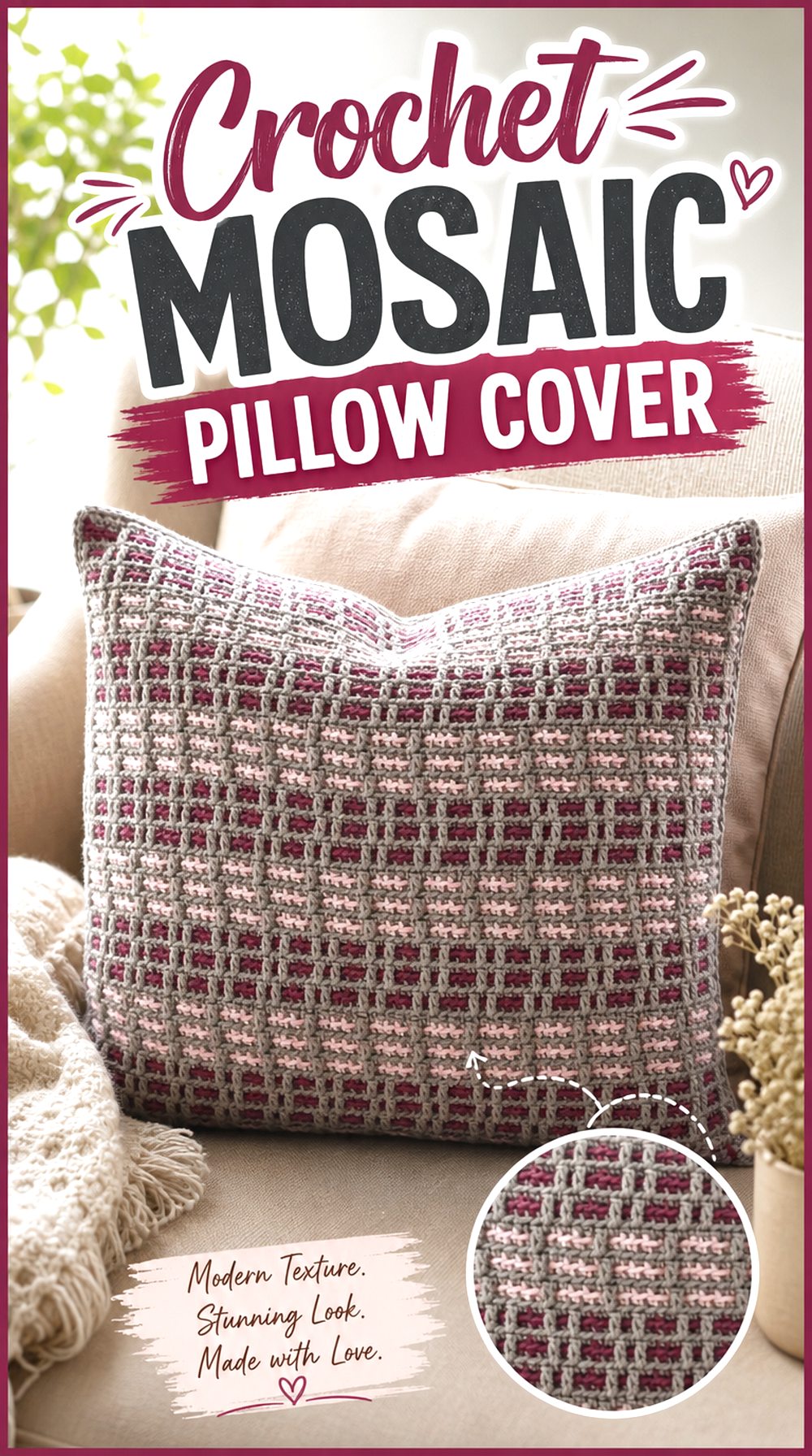Crochet Mosaic Pillow Cover