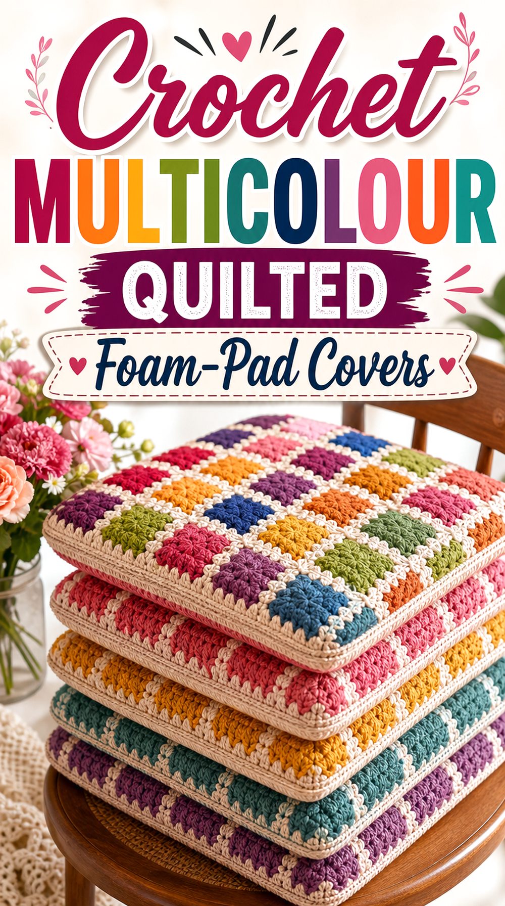 Crochet Multicolour Quilted Foam Pad Covers