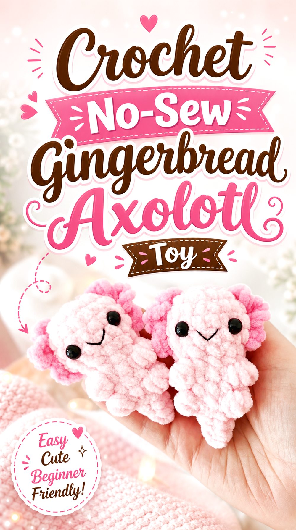 Crochet No Sew Gingerbread Axolotl Toy
