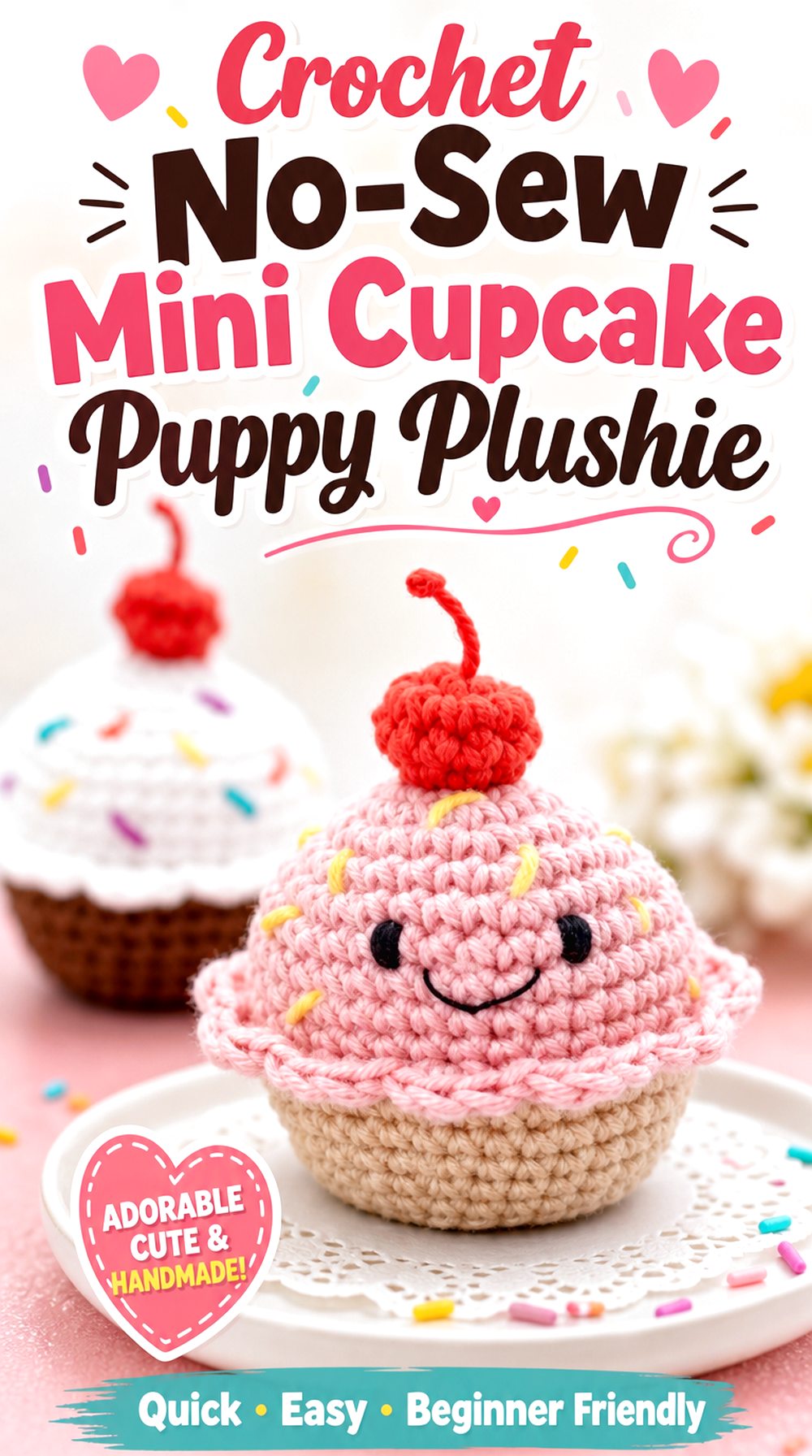 Crochet No Sew Mini Cupcake Puppy Plushie