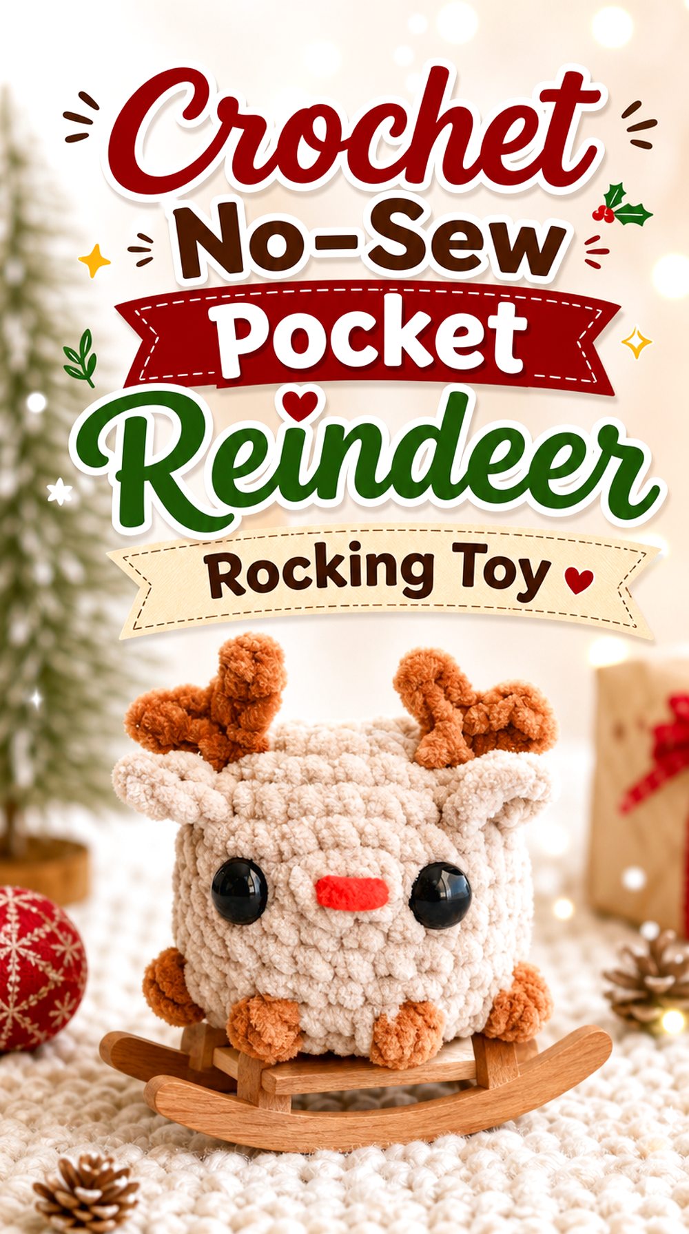Crochet No Sew Pocket Reindeer Rocking Toy
