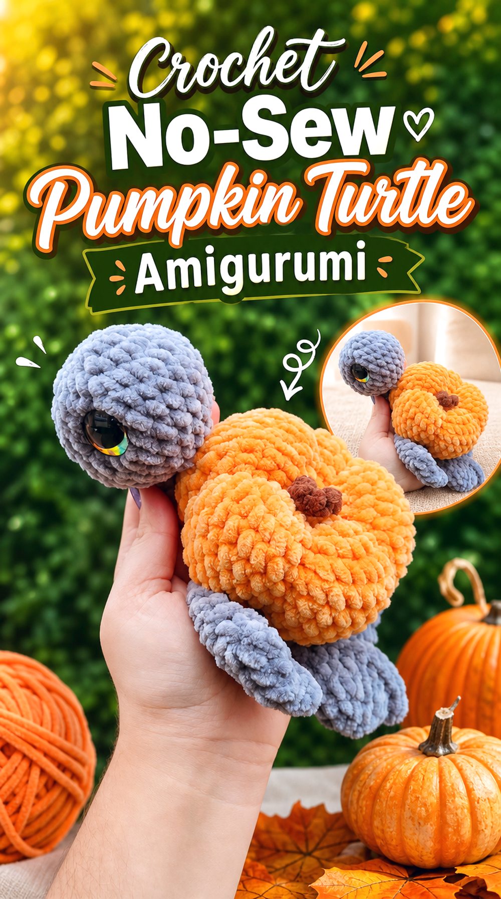 Crochet No Sew Pumpkin Turtle Amigurumi
