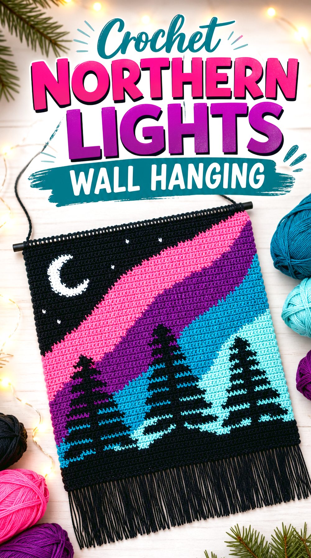 Crochet Northern Lights Wall Hanging