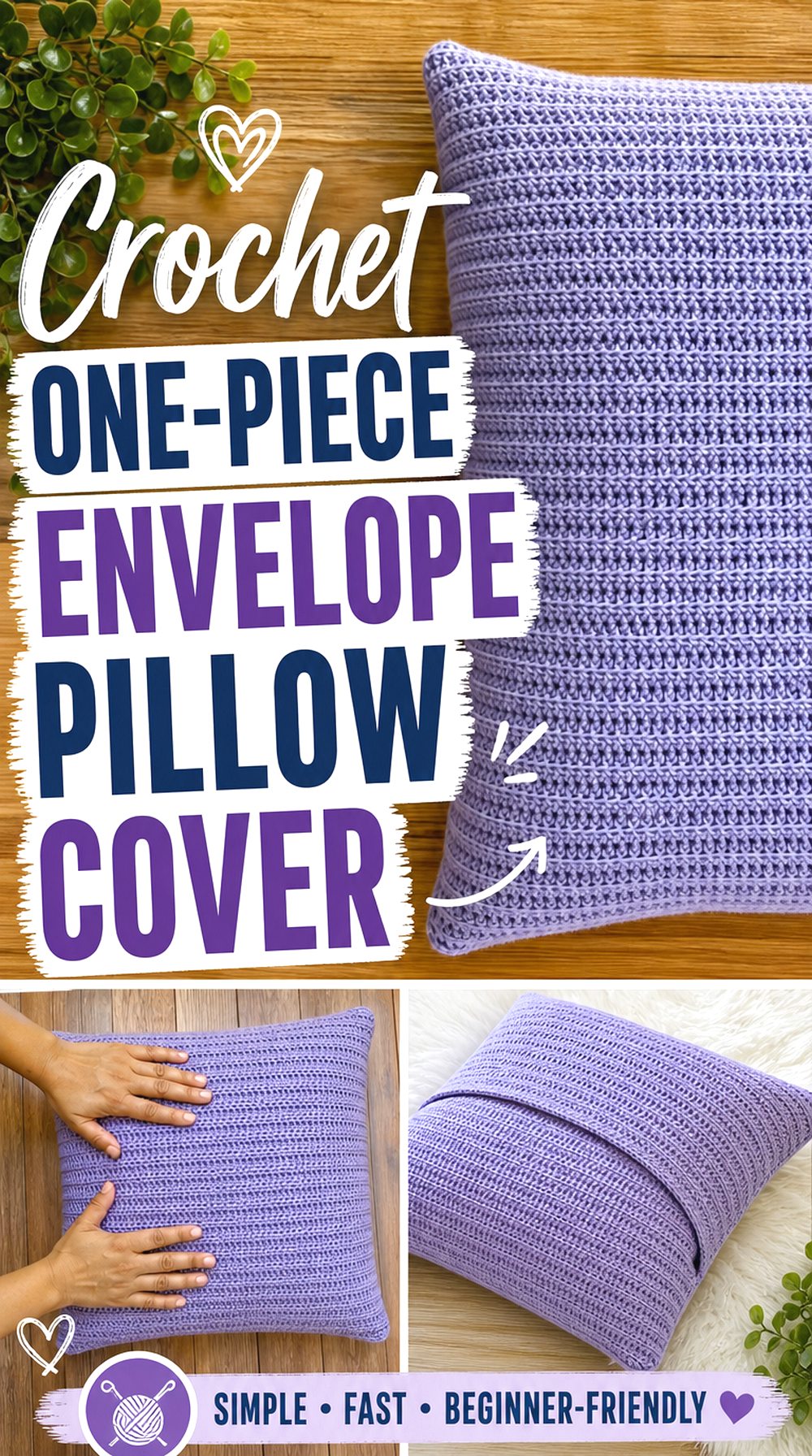 Crochet One Piece Envelope Pillow Cover