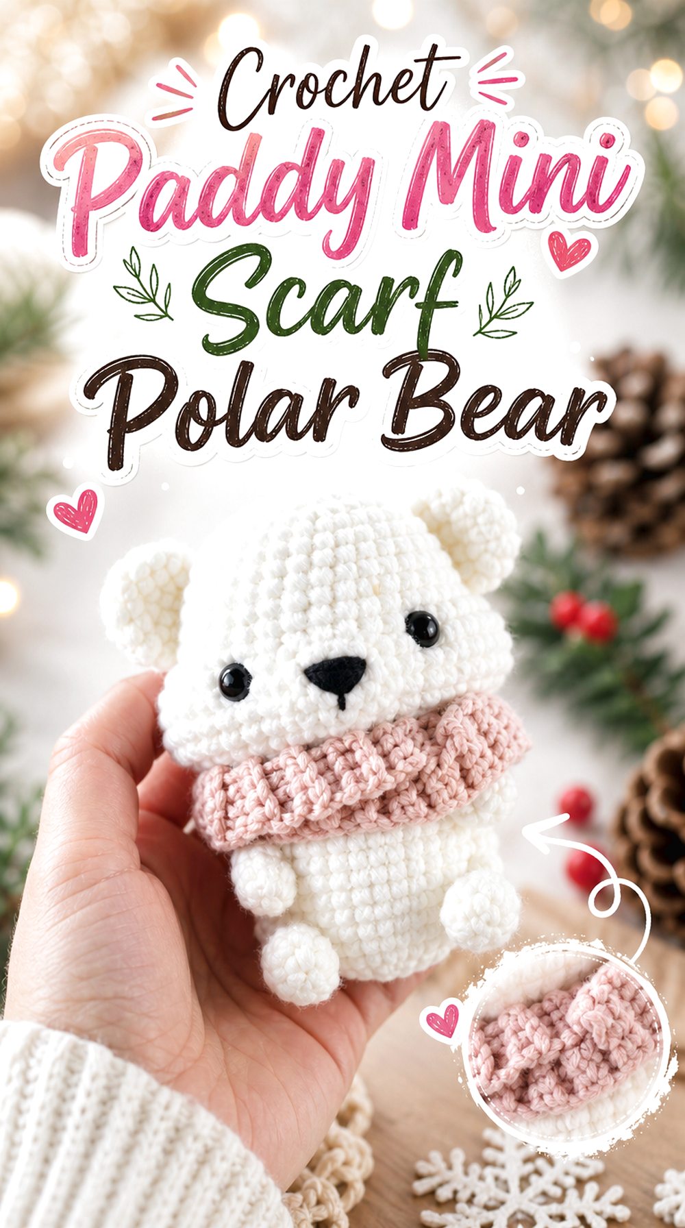 Crochet Paddy Mini Scarf Polar Bear