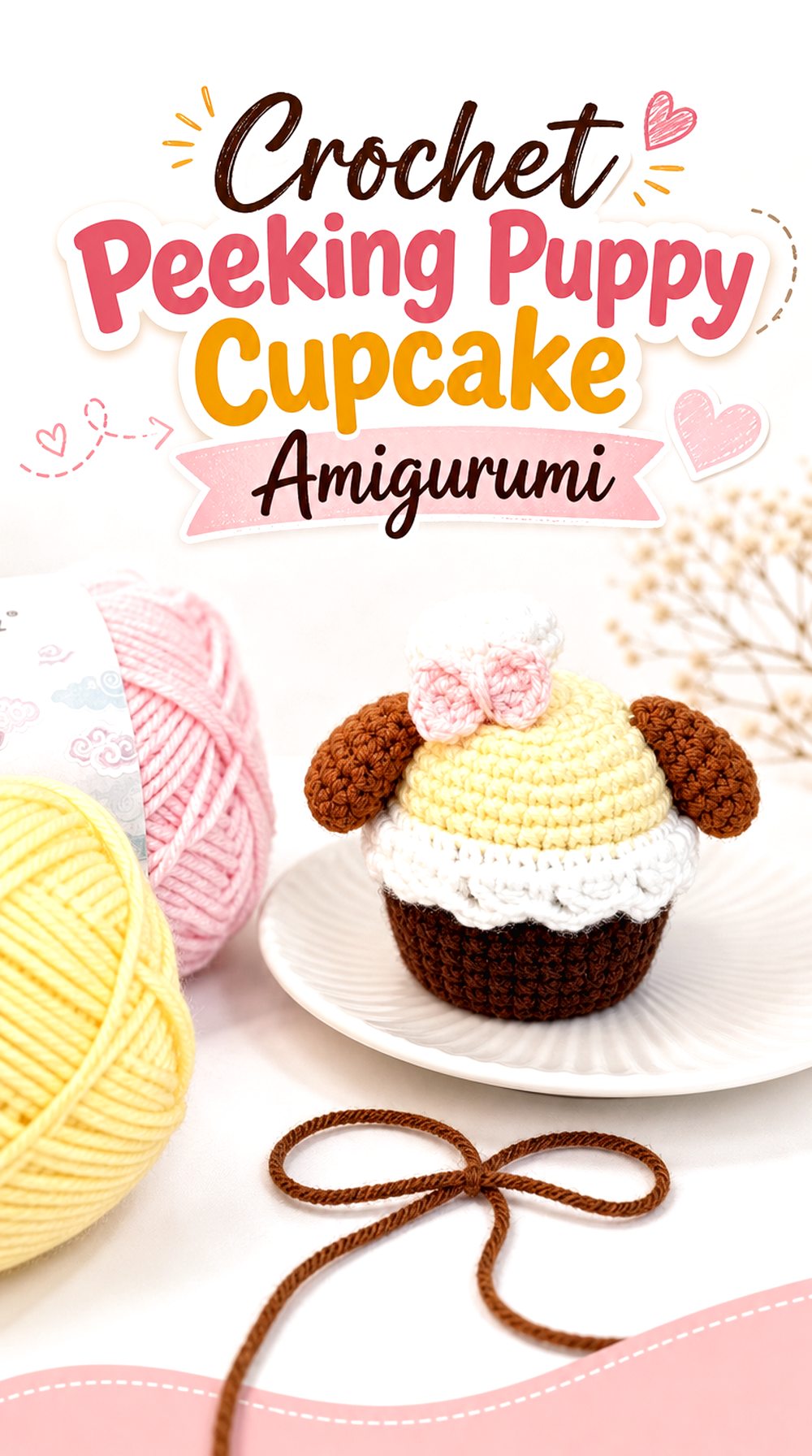 Crochet Peeking Puppy Cupcake Amigurumi