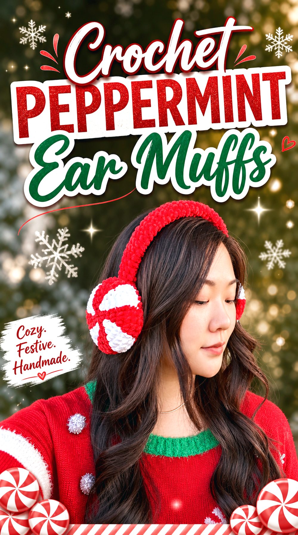 Crochet Peppermint Ear Muffs