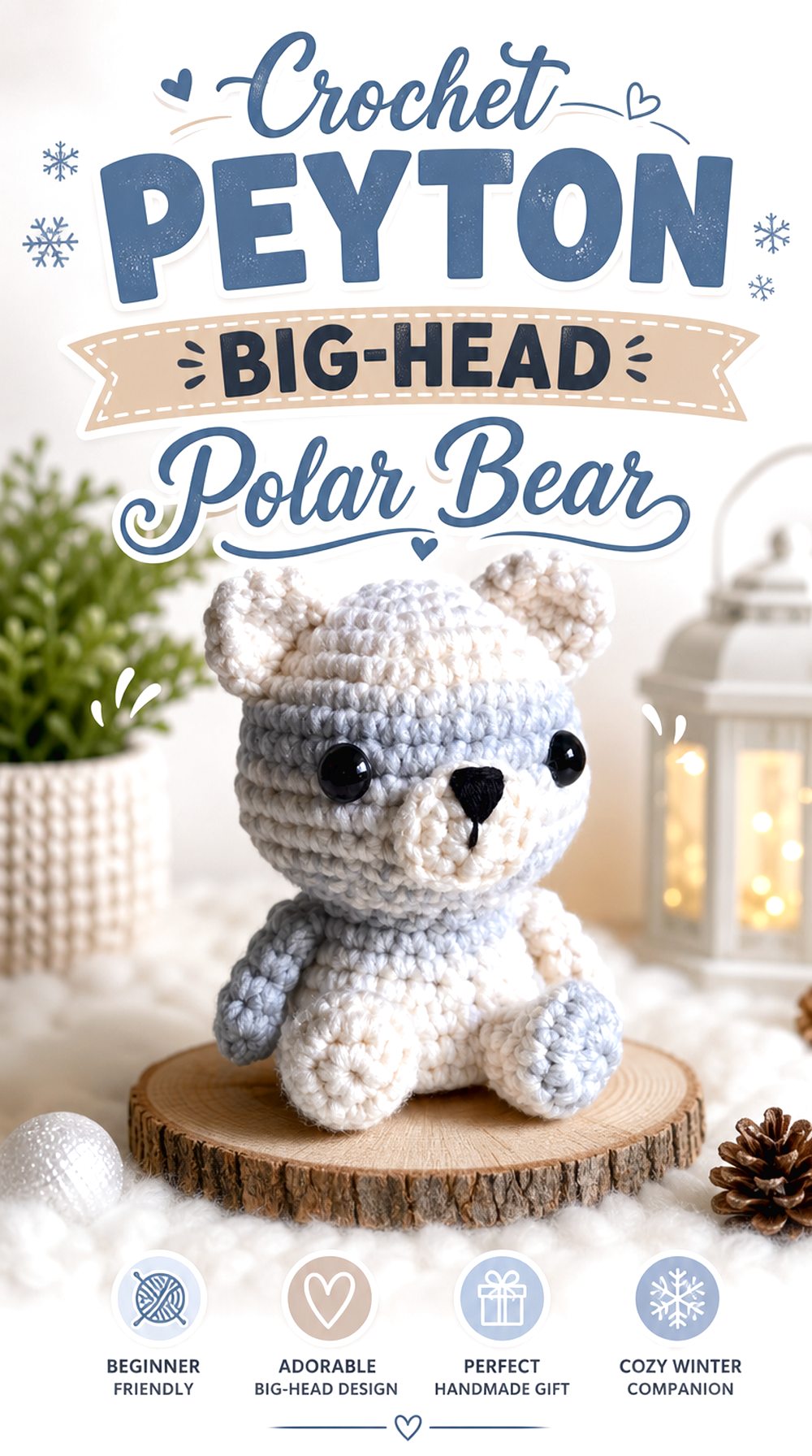 Crochet Peyton Big Head Polar Bear