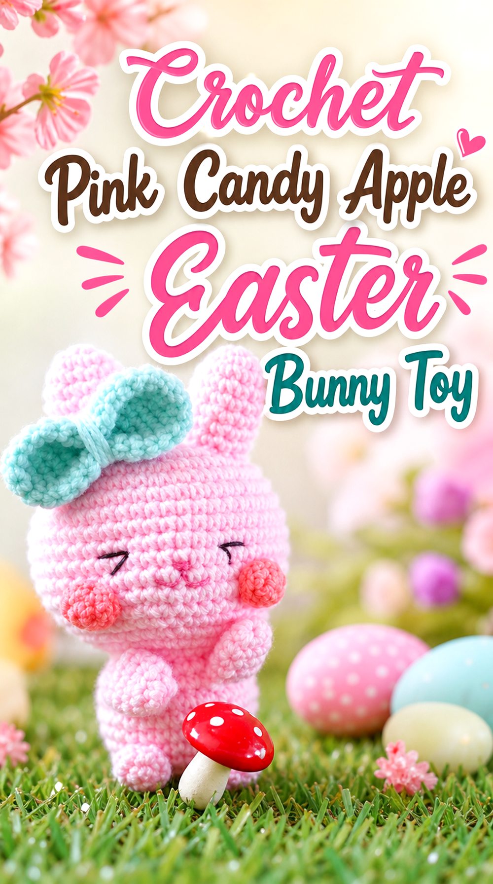 Crochet Pink Candy Apple Easter Bunny Toy