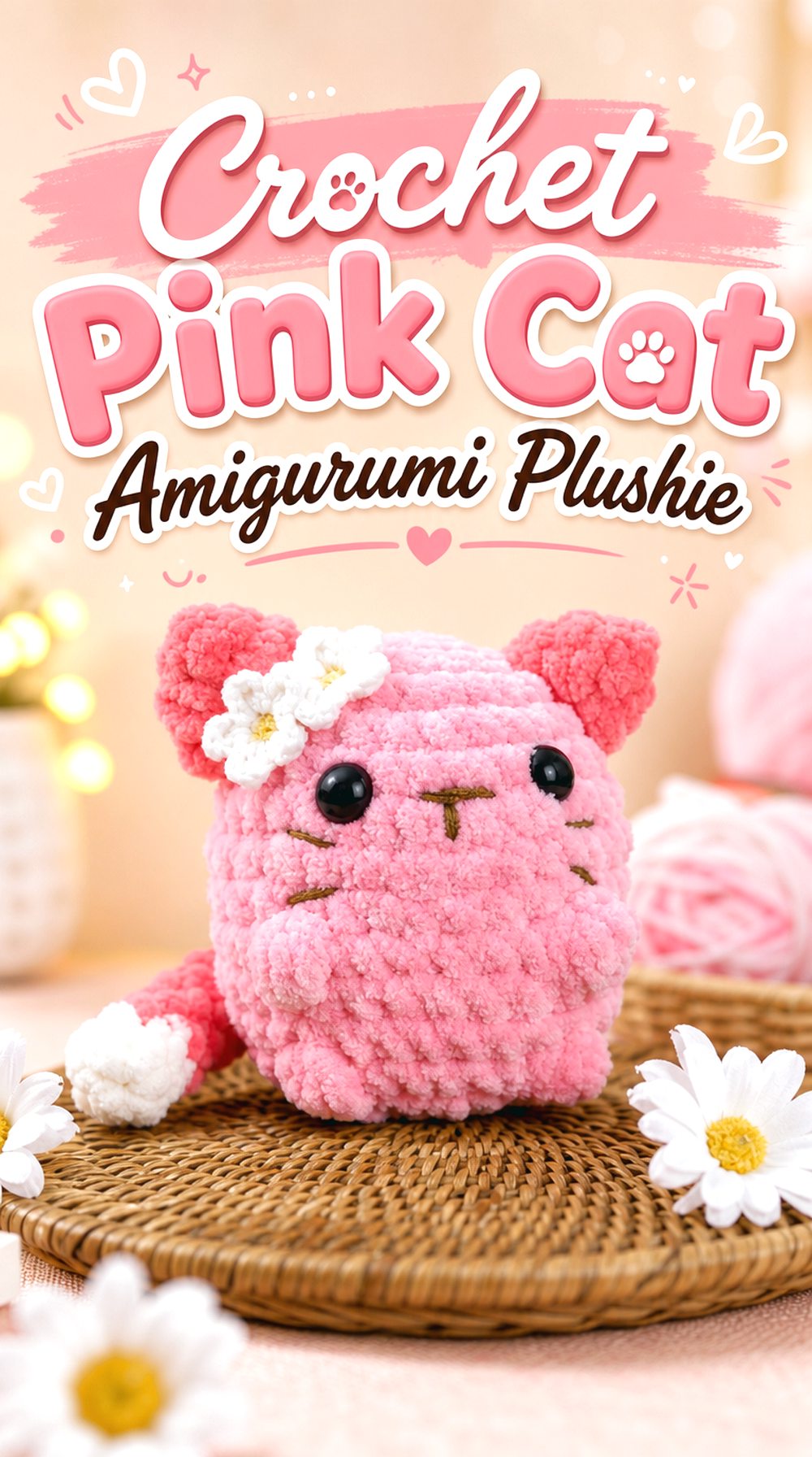 Crochet Pink Cat Amigurumi Plushie