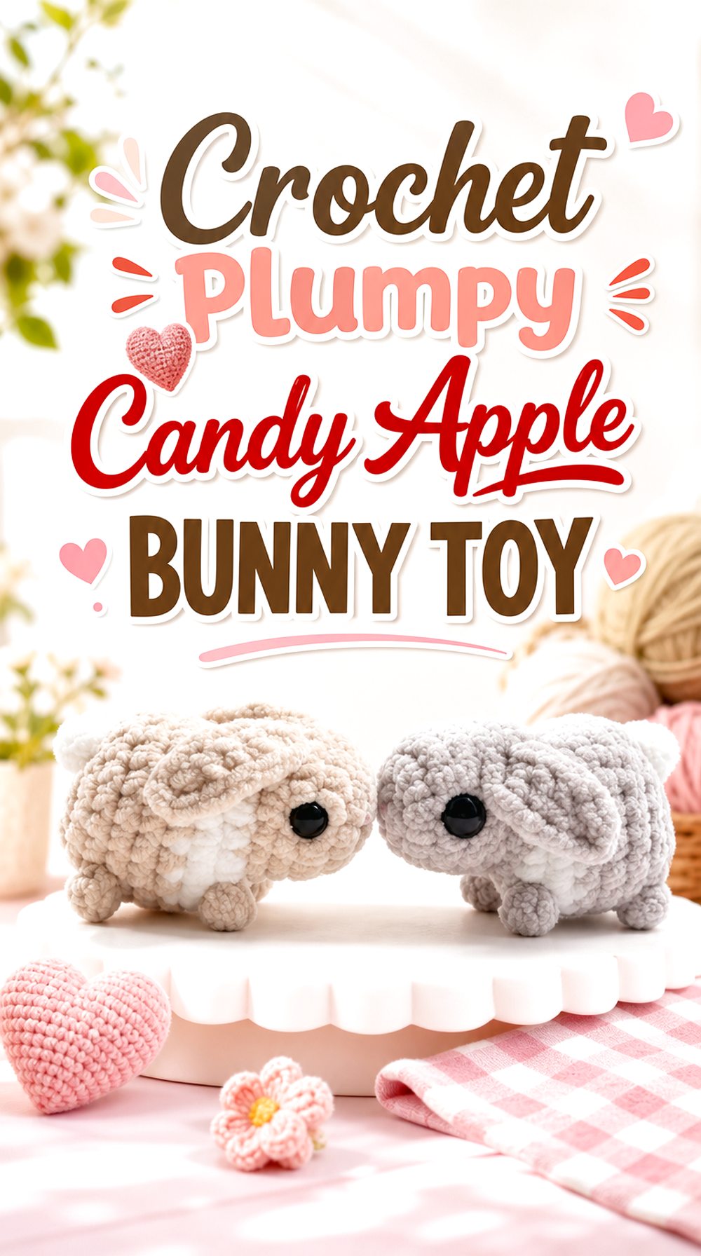 Crochet Plumpy Candy Apple Bunny Toy