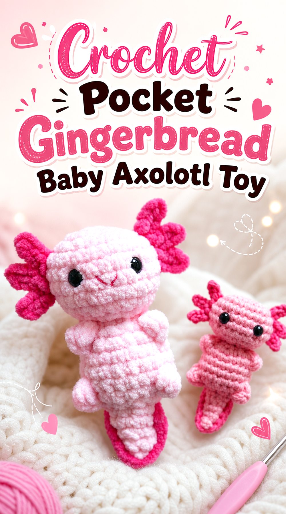 Crochet Pocket Gingerbread Baby Axolotl Toy