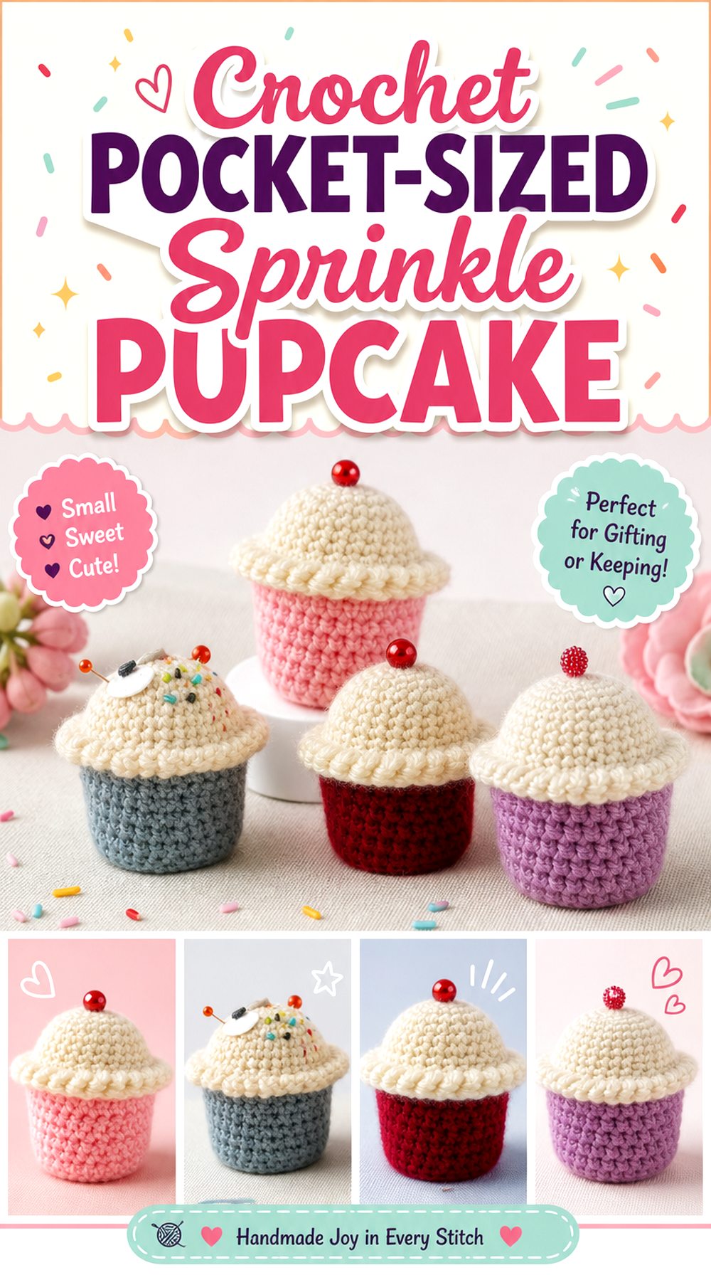 Crochet Pocket Sized Sprinkle Pupcake