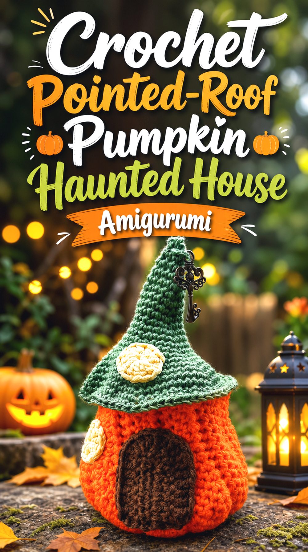 Crochet Pointed Roof Pumpkin Haunted House Amigurumi