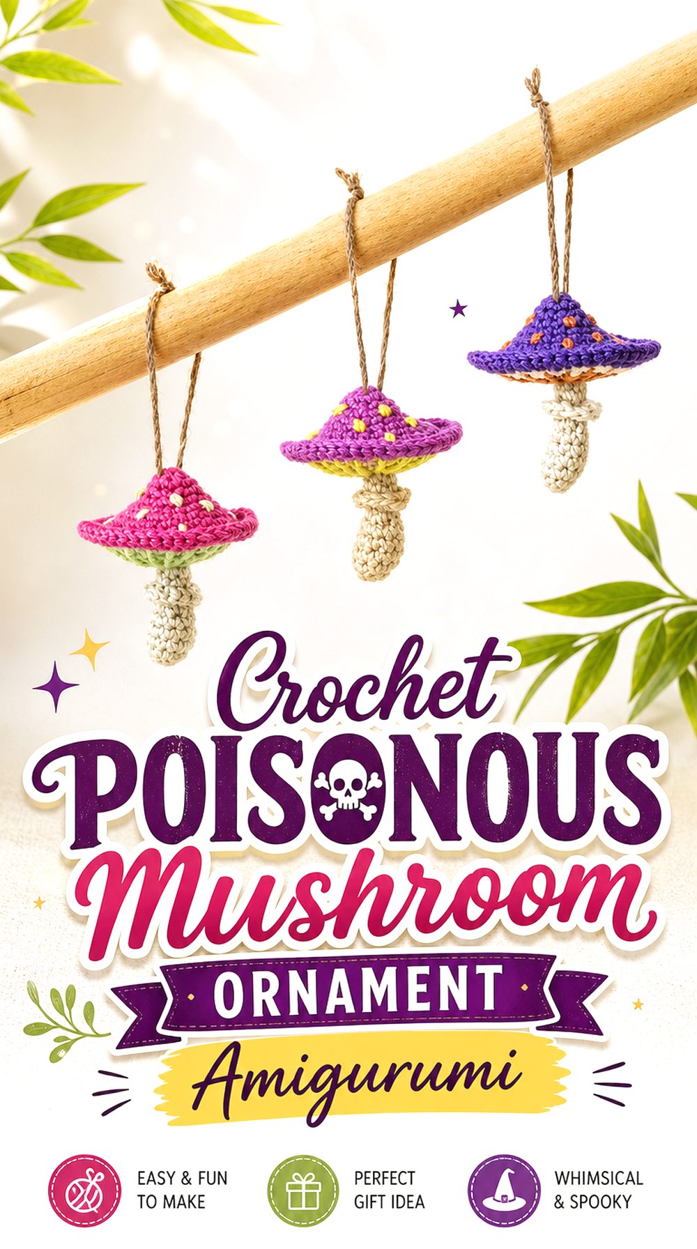 Crochet Poisonous Mushroom Ornament Amigurumi