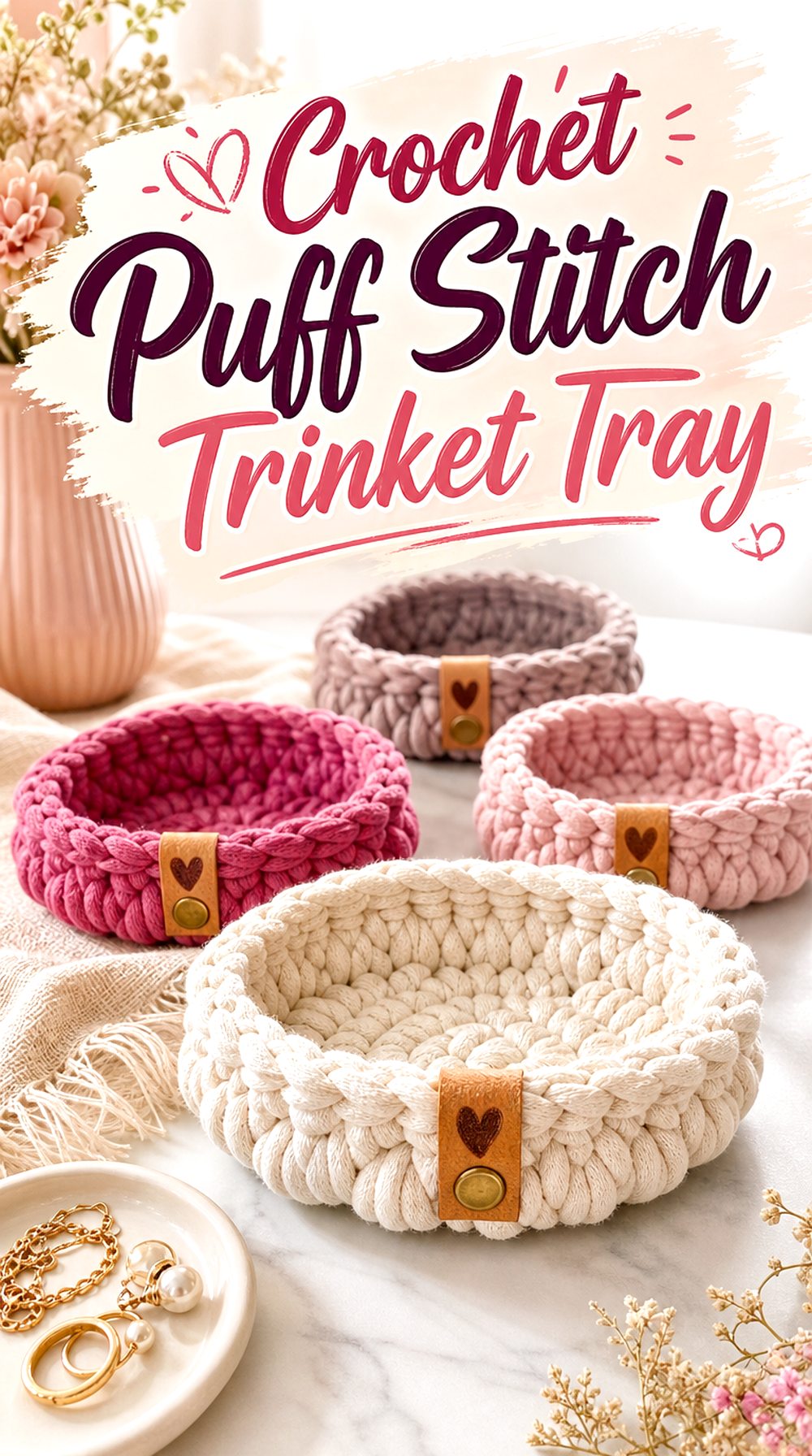 Crochet Puff Stitch Trinket Tray