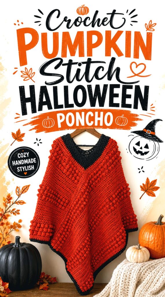 Crochet Pumpkin Stitch Halloween Poncho