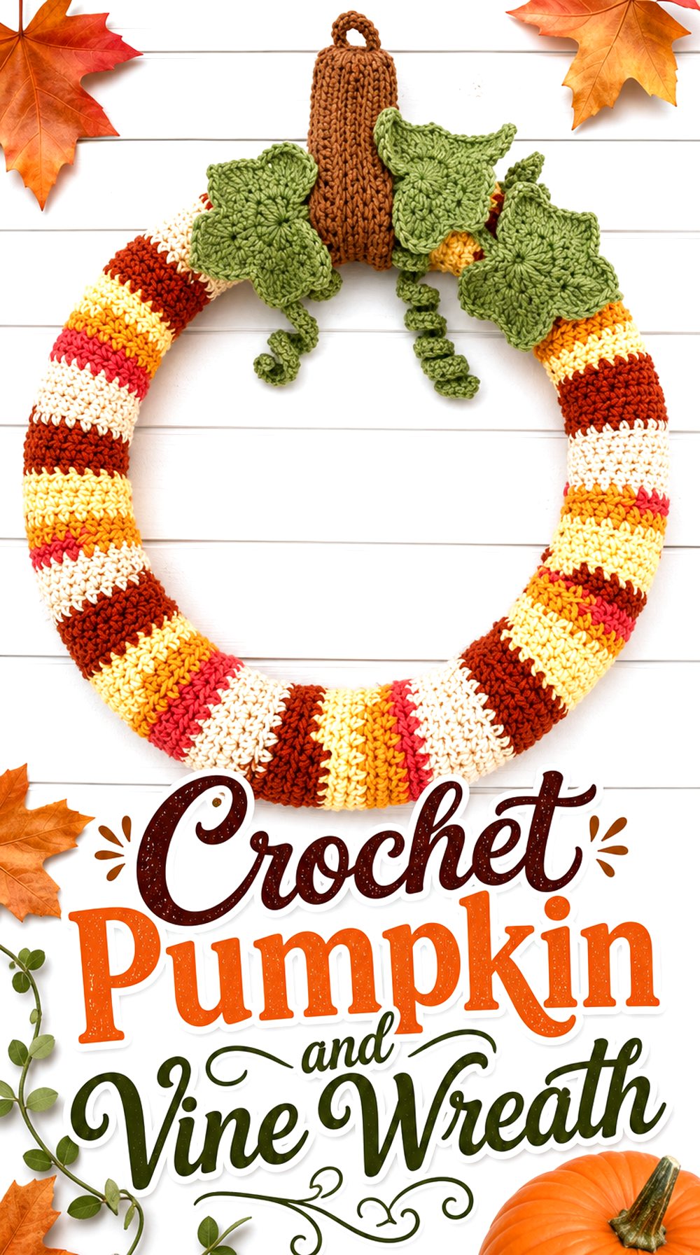 Crochet Pumpkin and Vine Wreath