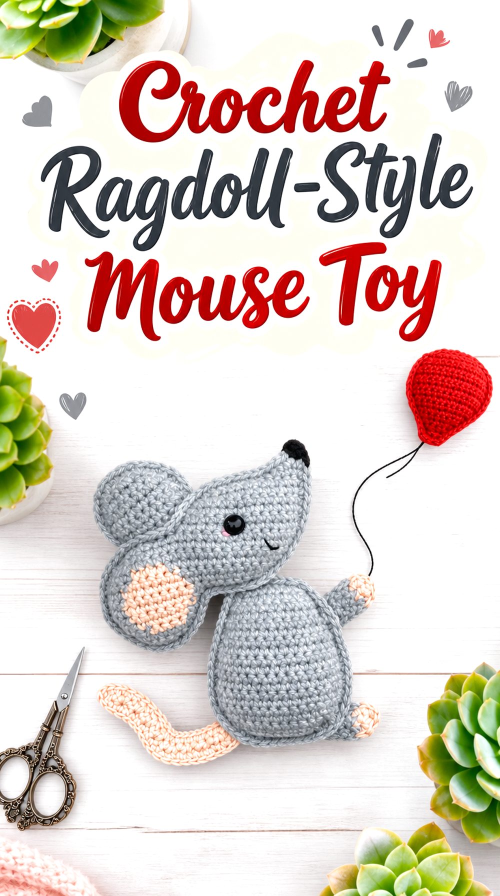 Crochet Ragdoll Style Mouse Toy