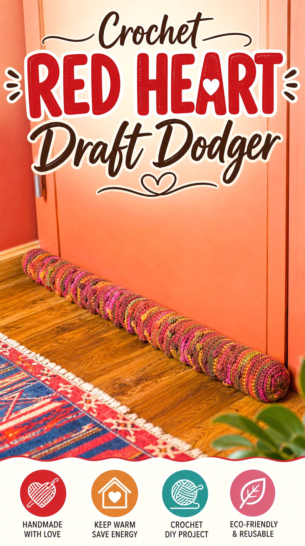 Crochet Red Heart Draft Dodger