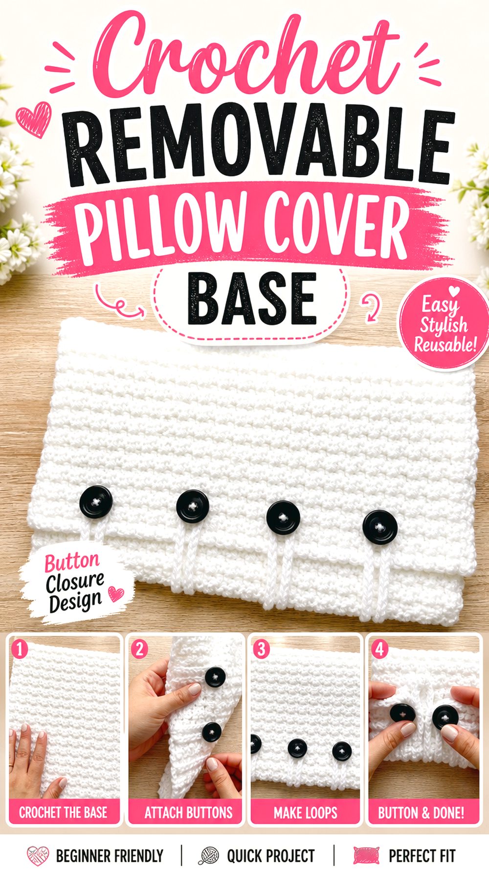 Crochet Removable Pillow Cover Base