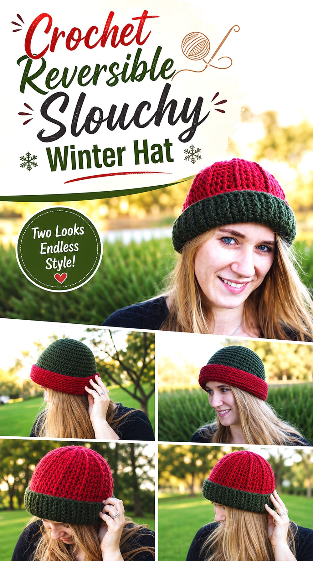 Crochet Reversible Slouchy Winter Hat
