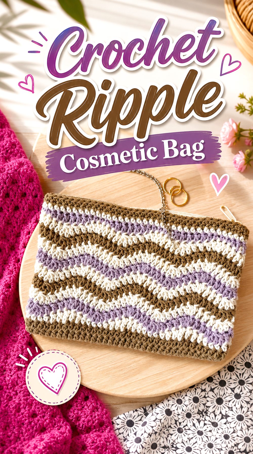 Crochet Ripple Cosmetic Bag