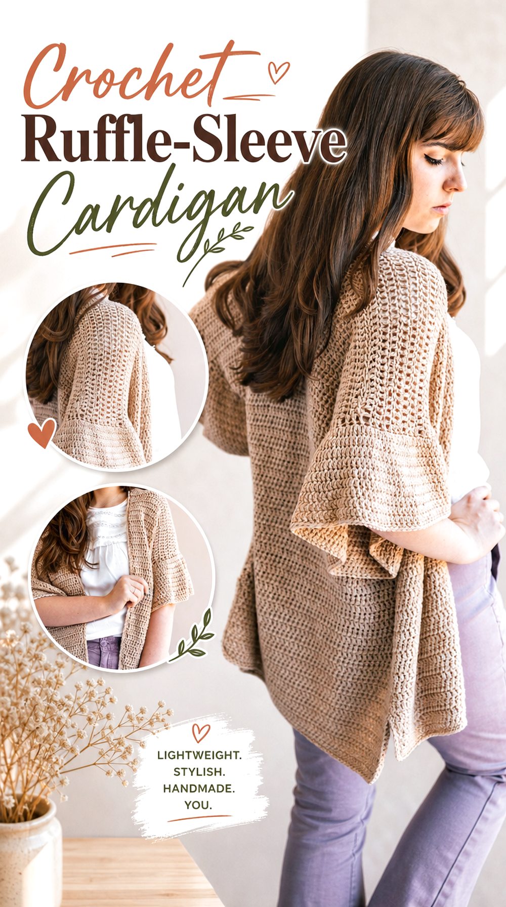 Crochet Ruffle Sleeve Cardigan