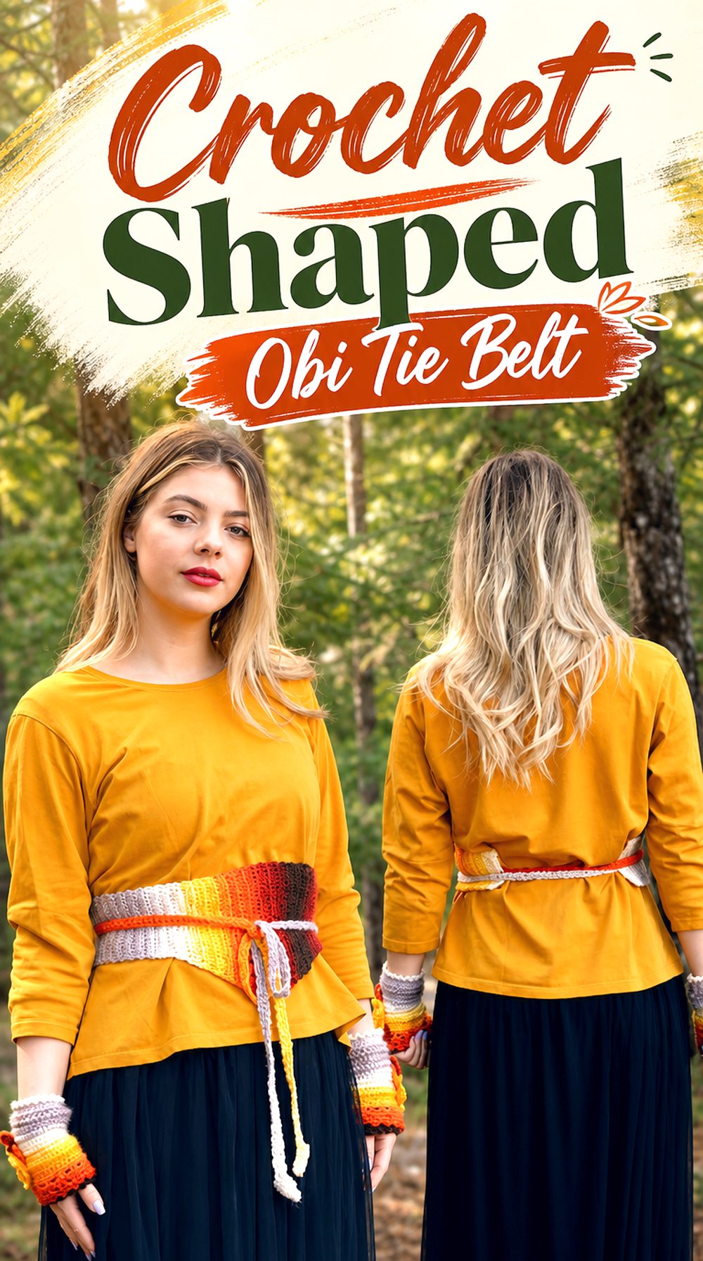 Crochet Shaped Obi Tie Belt