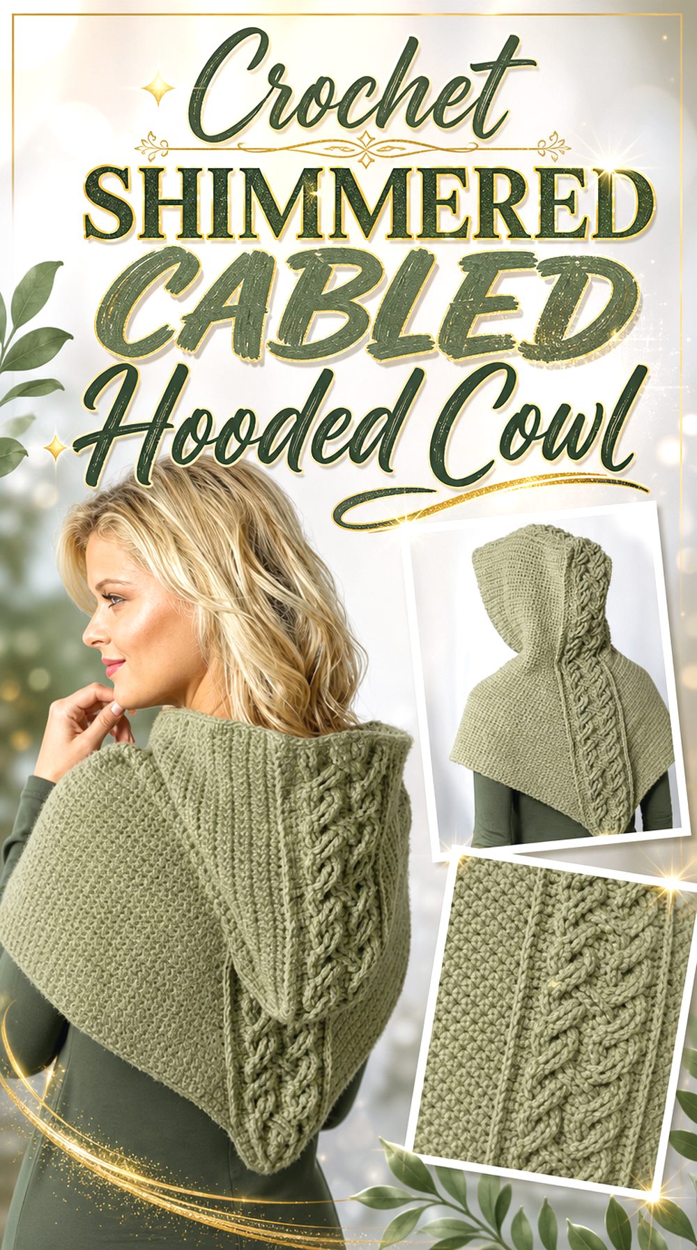 Crochet Shimmered Cabled Hooded Cowl