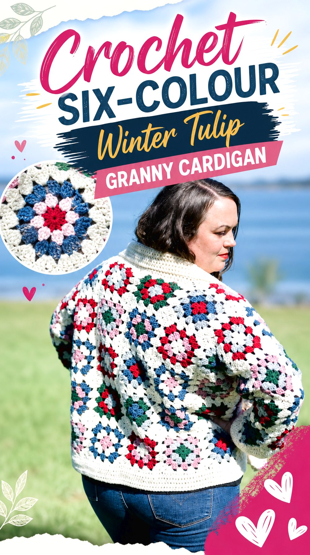 Crochet Six Colour Winter Tulip Granny Cardigan