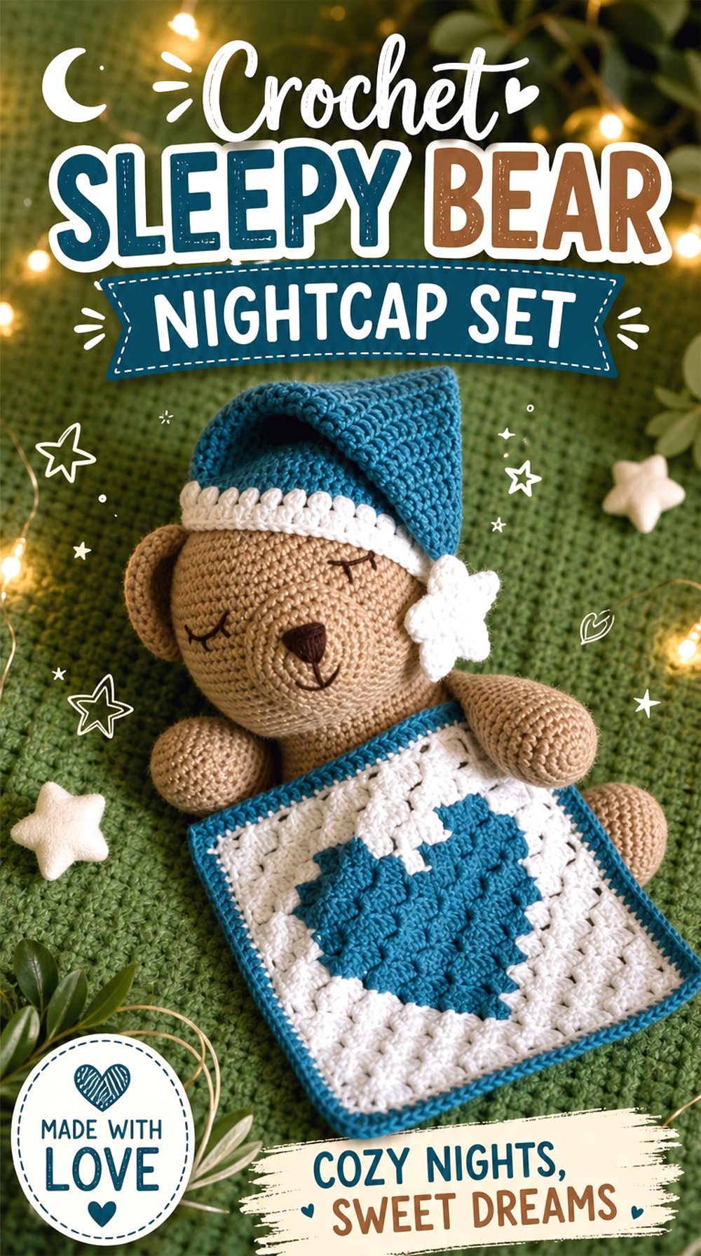 Crochet Sleepy Bear Nightcap Set