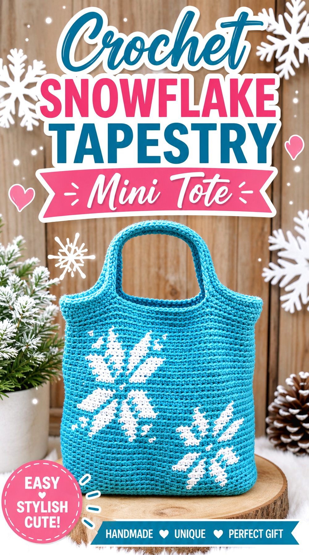 Crochet Snowflake Tapestry Mini Tote