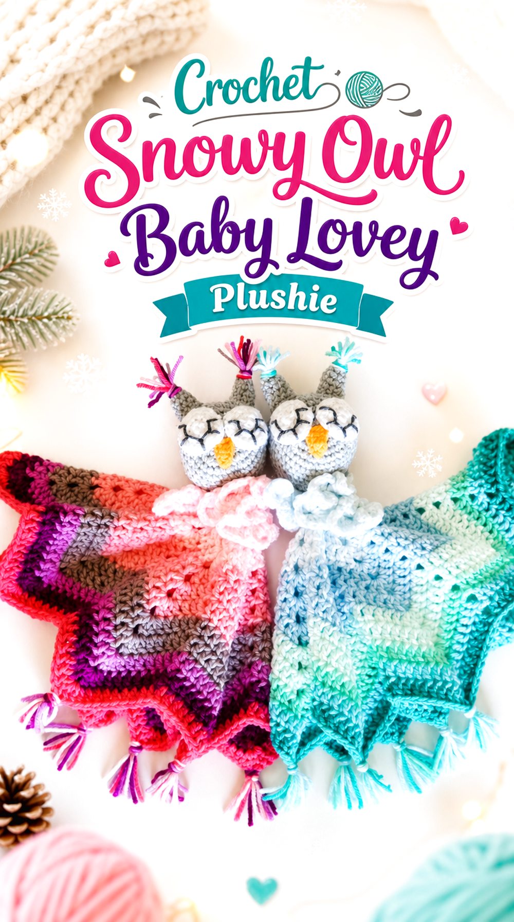Crochet Snowy Owl Baby Lovey Plushie