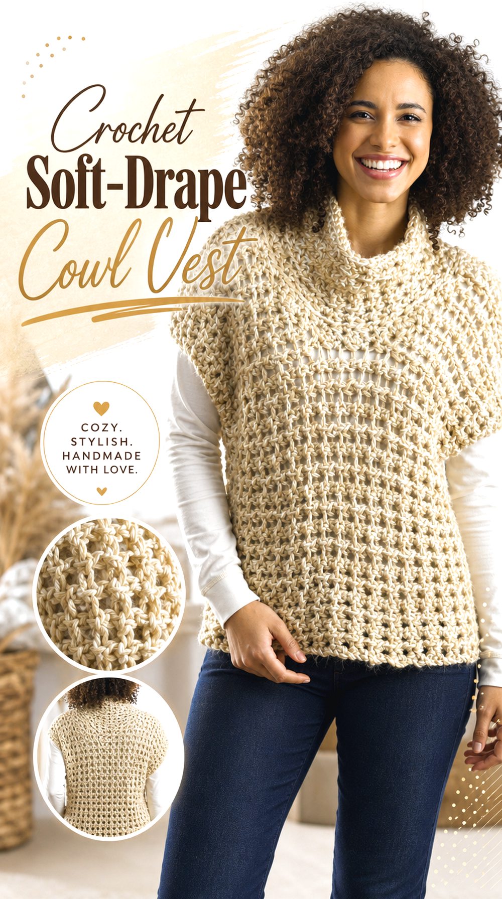 Crochet Soft Drape Cowl Vest