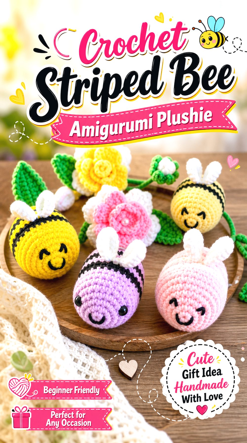 Crochet Striped Bee Amigurumi Plushie