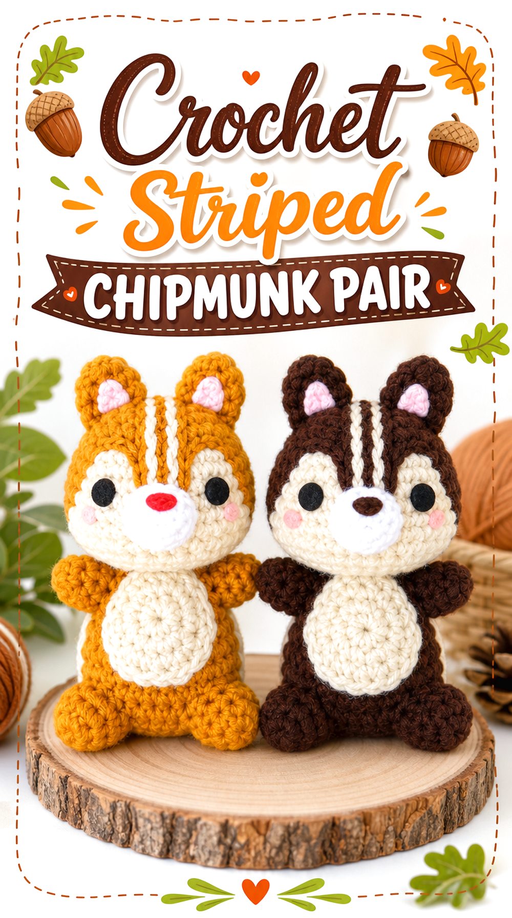 Crochet Striped Chipmunk Pair