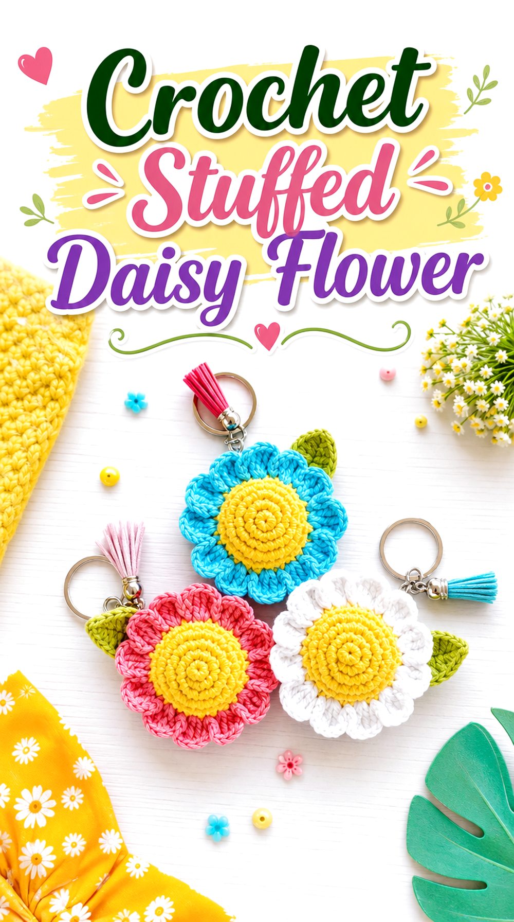 Crochet Stuffed Daisy Flower