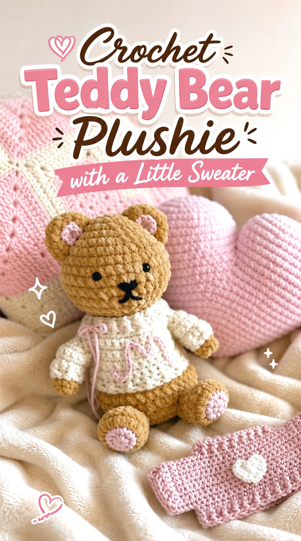 Crochet Teddy Bear Plushie with a Little Sweater