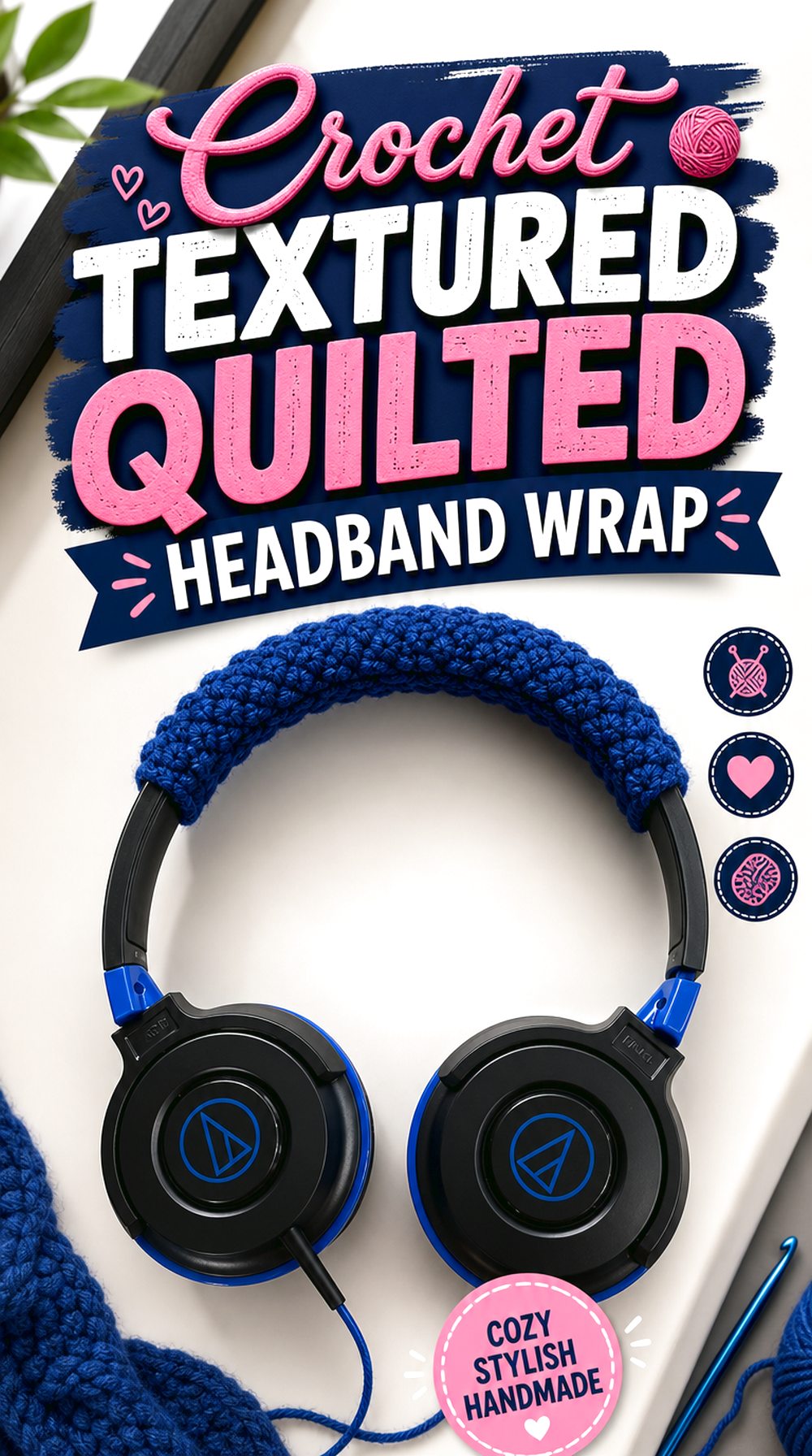 Crochet Textured Quilted Headband Wrap
