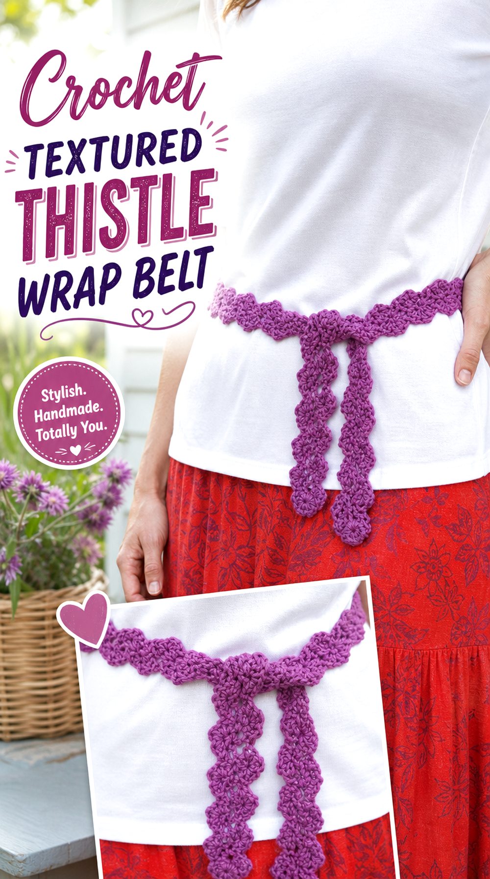 Crochet Textured Thistle Wrap Belt