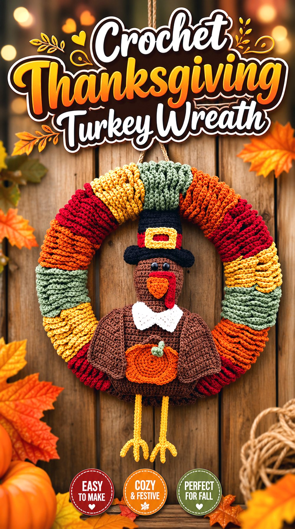 Crochet Thanksgiving Turkey Wreath