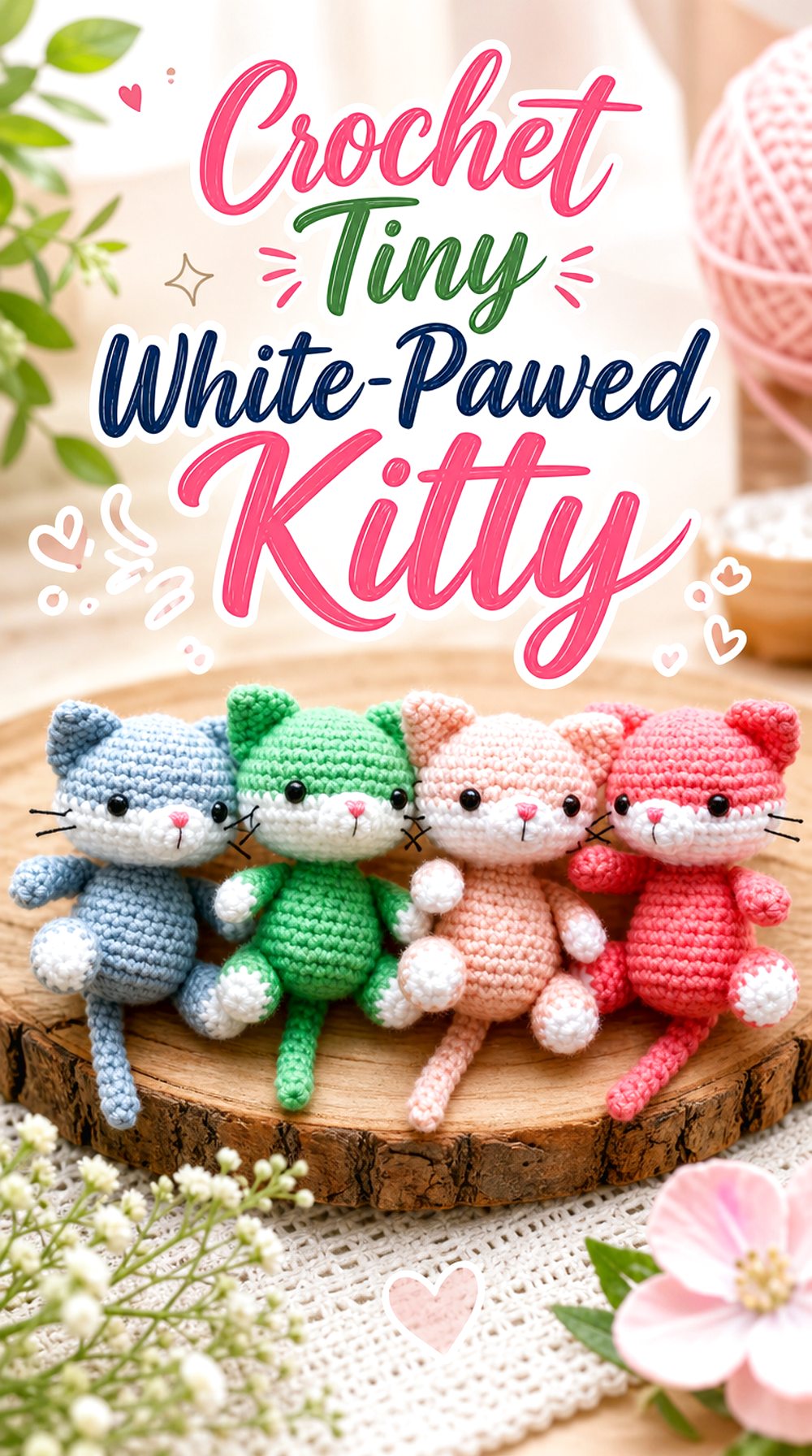 Crochet Tiny White Pawed Kitty
