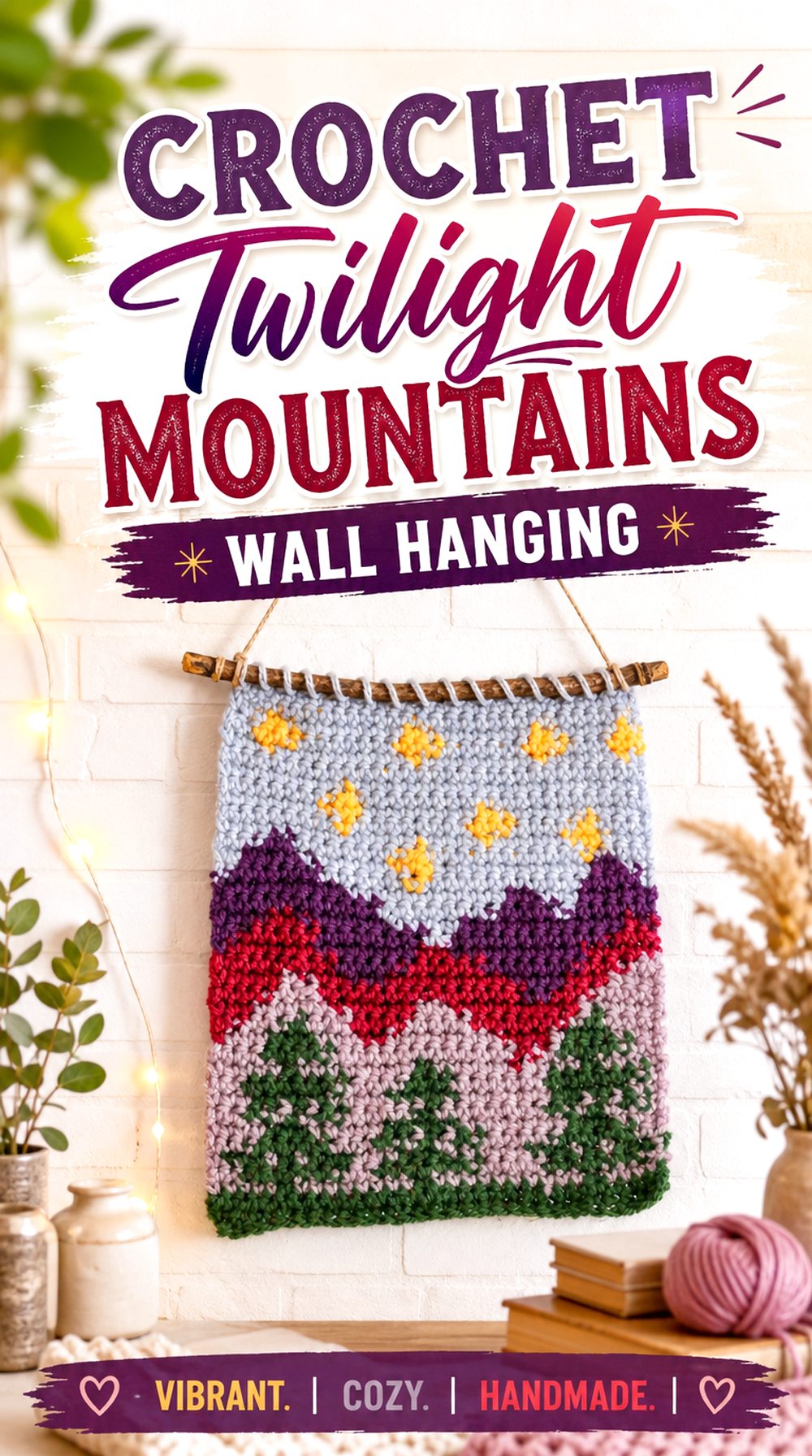 Crochet Twilight Mountains Wall Hanging