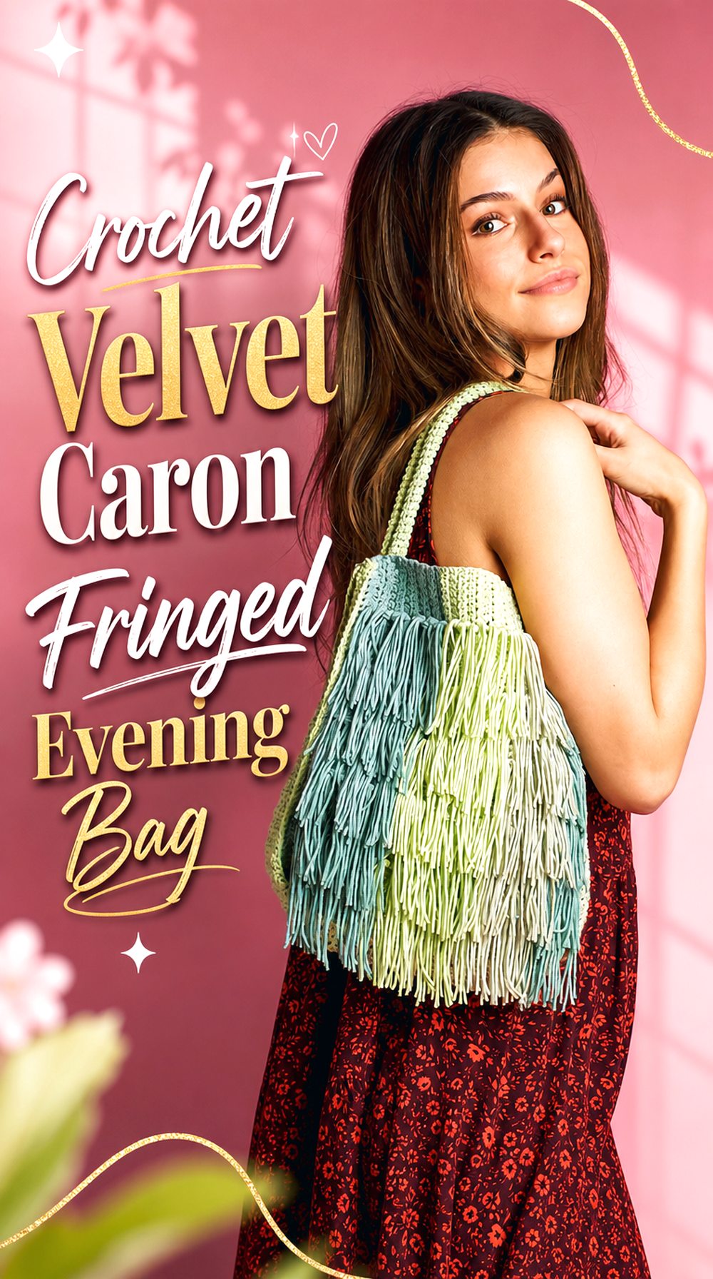 Crochet Velvet Caron Fringed Evening Bag