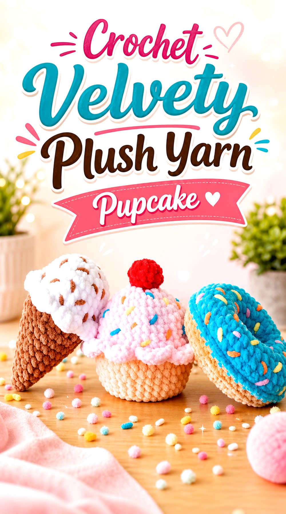Crochet Velvety Plush Yarn Pupcake