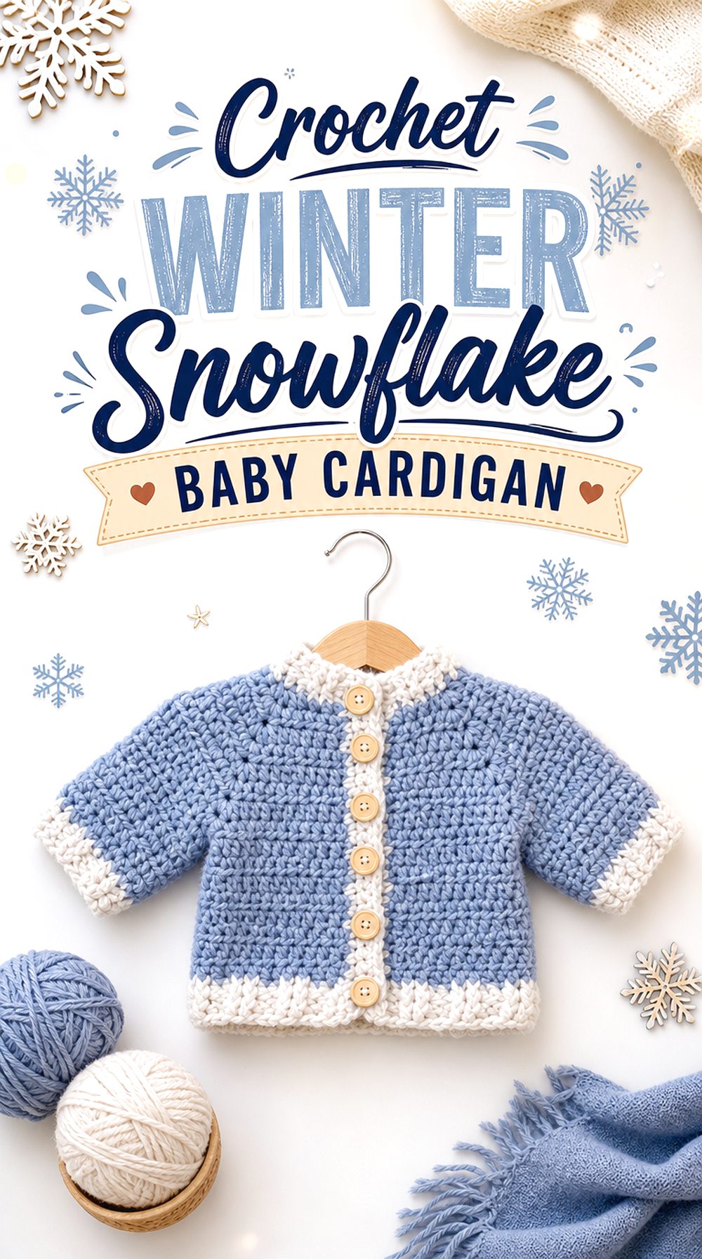 Crochet Winter Snowflake Baby Cardigan