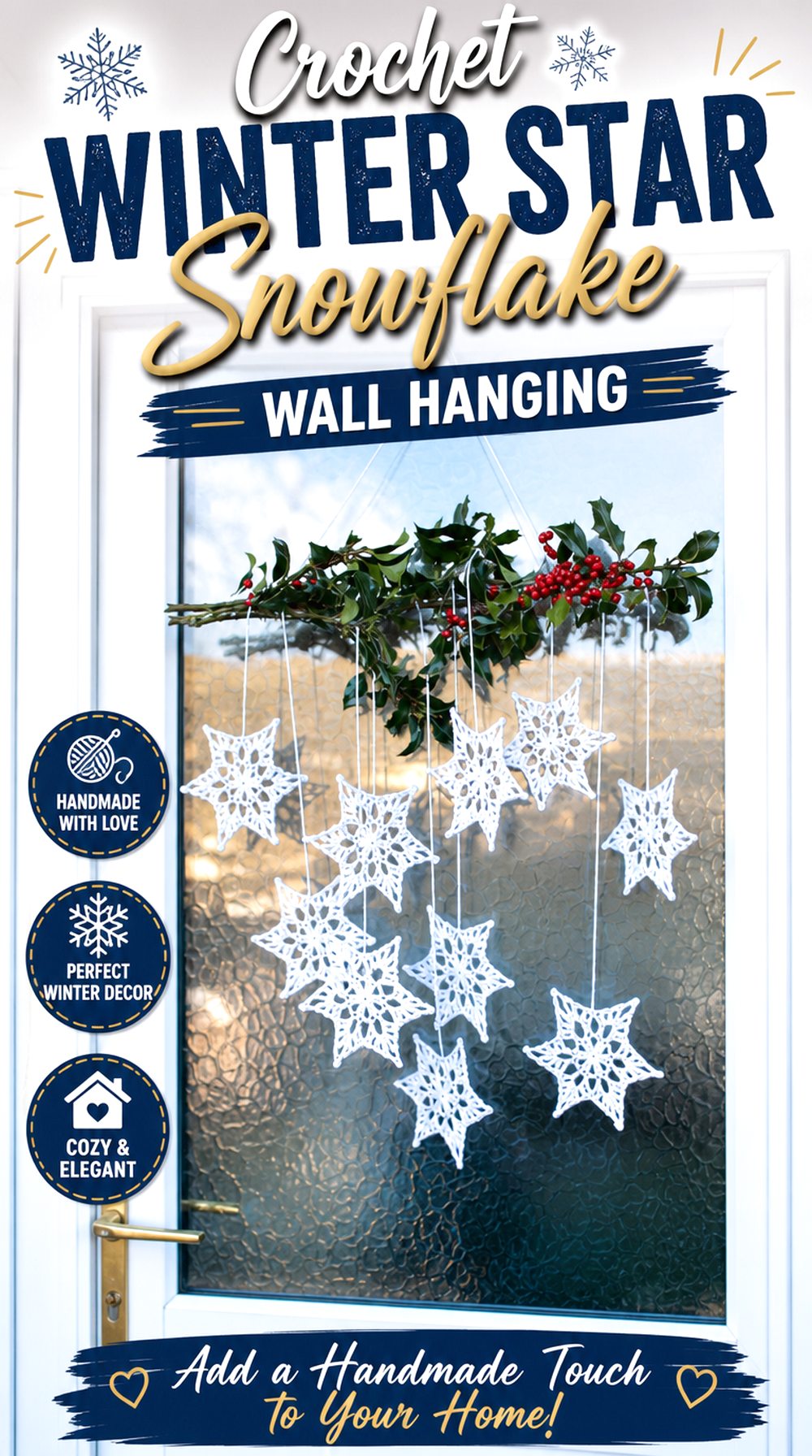 Crochet Winter Star Snowflake Wall Hanging